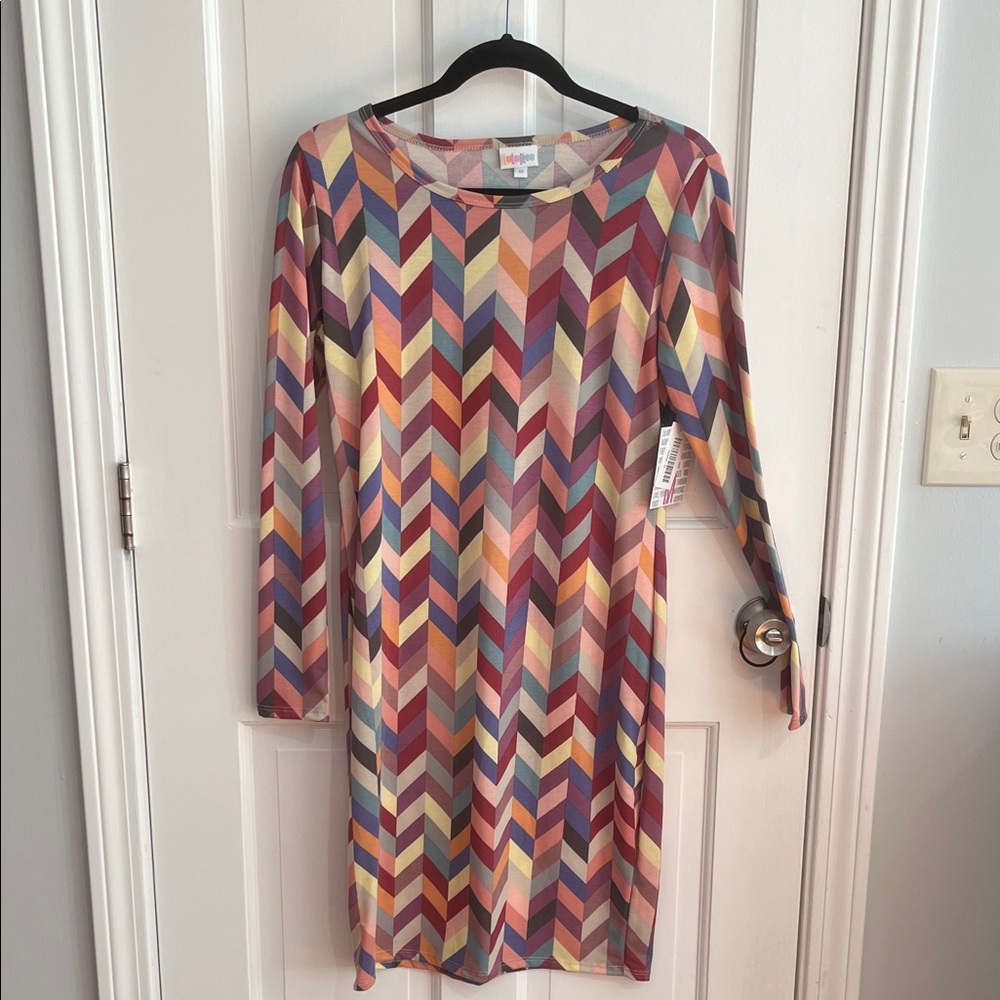 LuLaRoe Colorful Chevron Long Sleeve Dress